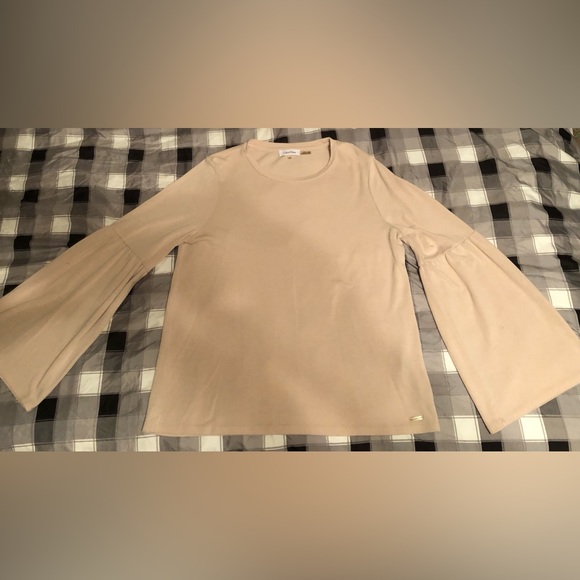 Calvin Klein Pale Nude Pink Bell Sleeve Blouse - Picture 1 of 3
